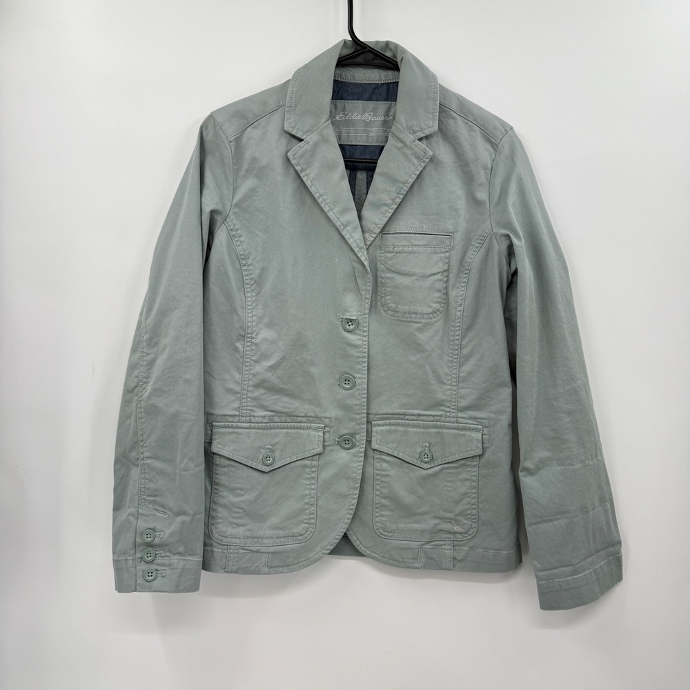 Eddie Bauer Womens Jacket Blazer Legendwash Stretch Light Green Size 4